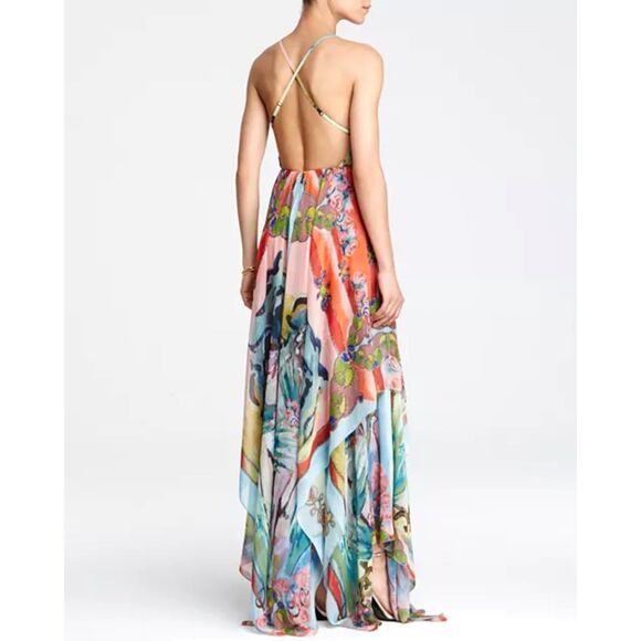 ALICE + OLIVIA Multicolor Orly Hankerchief Summer Maxi Dress   Women's Size 6 - Picture 6 of 9